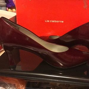 Red burgundy patent leather
